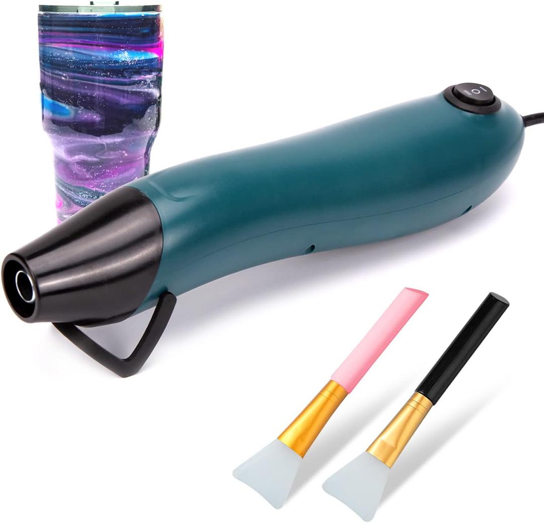 Mini Heat Gun, Electrical Phone Repair Heat Tool for DIY Craft Embossing, Paint Drying, Candle Making, Epoxy Resin, Shrink Wrap Hot Air Gun with Silicone Brush (x2)