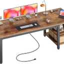 Huuger 63'' x 23.6'' Computer Desk with Power Outlets, 0.95'' Thick Desktop