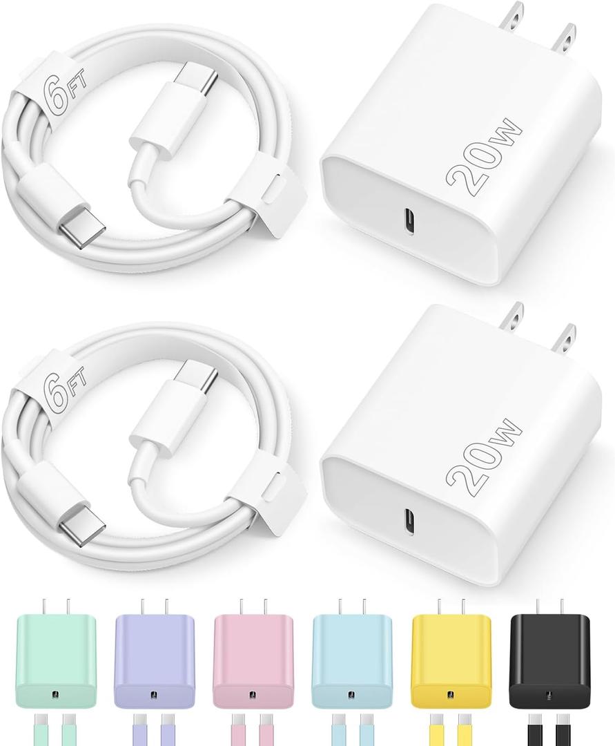 iPhone 17 16 15 Charger Fast Charging Type C Chargers USB C Charger Block iPhone 17 16 15 Air Pro Max Chargers with 6FT Cable for iPhone 17/17 Plus/17 Pro Max/16/16 Plus/16 Pro Max/15 Pro Max/iPad Pro (White)