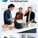 EUHOMY Countertop Ice Maker Machine with Handle, 26lbs in 24Hrs, 9 Ice Cubes Ready in 6 Mins, Auto-Cleaning Portable Ice Maker with Basket and Scoop, for Home/Kitchen/Camping/RV. (Black)