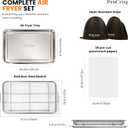 Air Fryer Basket for Oven, Stainless Steel Air Fryer Tray for Oven with Mini Silicon Mitts & Parchment Papers, Oil-Free Healthy Cooking & Baking, Dishwasher Safe