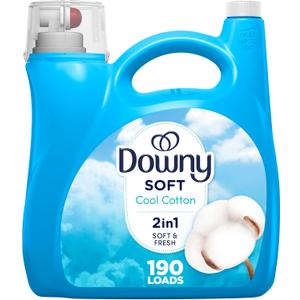 Downy Soft, 2 in 1 Soft and Fresh Liquid Fabric Softener, Cool Cotton, 140 fl oz, 190 Loads, Fabric Conditioner Liquid provides softness and freshness for fabrics