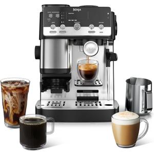 Ninja Luxe™ Café Mini | Espresso Machine & Drip Coffee | Built-in Burr Grinder, Precision Scale & Manual Steam Wand | Lattes, Cappuccinos & More | Stainless Steel | ES301