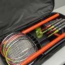 Zume Games Portable Badminton Set with Freestanding Base - Sets Up on Any Surface in Seconds - No Tools or Stakes Required