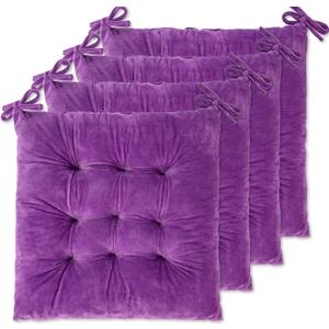 WONDER MIRACLE 4 Pack Seat Cushion/Chair Cushion Pads for Dining Chairs, Office Chair, Floor, Machine Wash & Dryer Friendly (Flannel 16"16", Soft Lilac)