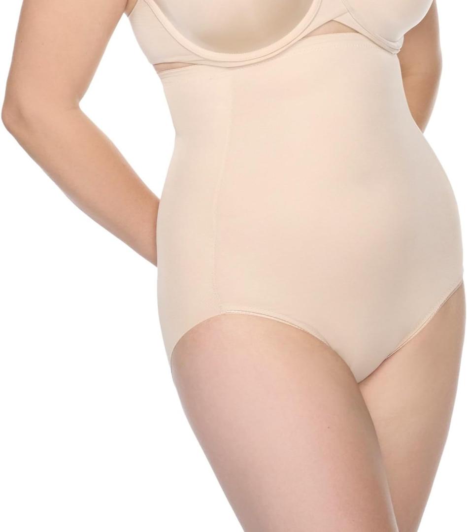 Naomi & Nicole Women's Plus-Size High-Waist Brief Shapewear | Women’s Tummy Control Underwear, Nude, 4X