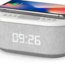 i box Dawn RadioFM , Bluetooth Wireless Speaker, Fast Charging, Clock Radio, LED Display, USB Charger, Dimmable Night Light, Alarm Clock Feature, Wireless Charger, Digital Clock, Dual Alarm
