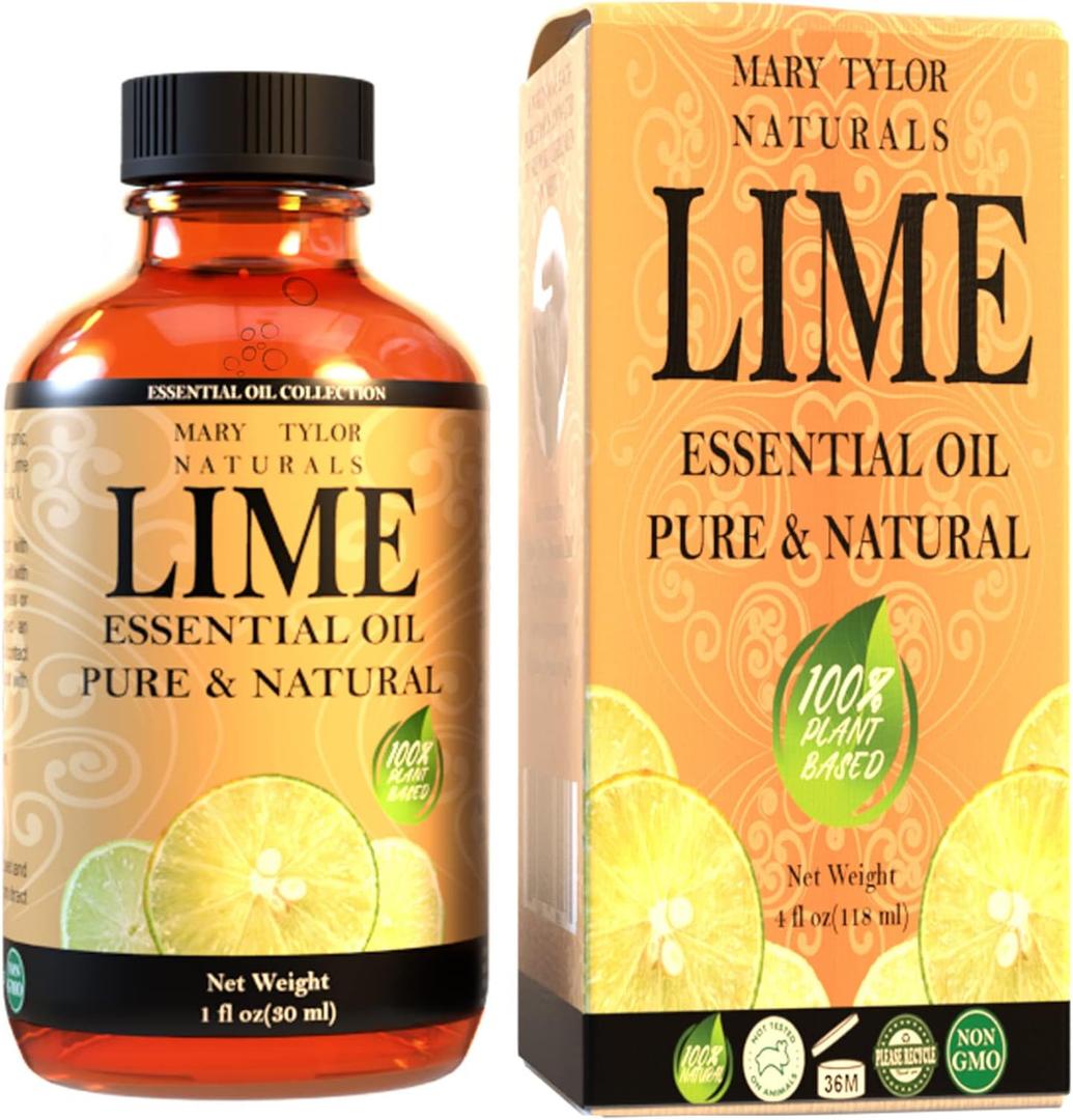 Lime Essential Oil (4 oz), Therapeutic Grade, 100% Pure and Natural, Perfect for Aromatherapy, Diffuser, DIY and Much More by Mary Tylor Naturals