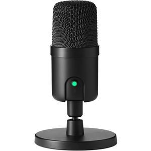 Amazon Basics USB Condenser Microphone for Streaming, Recording, and Podcasting on PC, Plug and Play, Cardioid Pickup, Adjustable Stand with 360 Rotation, Clear Sound, 5.8 x 3.4 inches, Black