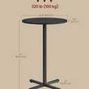VASAGLE Round Cocktail Table, High Top Bar Pub Table with Metal Frame and Cross Base, for 2-3 People, Modern, Easy to Assemble, 22.8 x 41.1 Inches, Ebony Black ULBT361BE01S, 1 pack