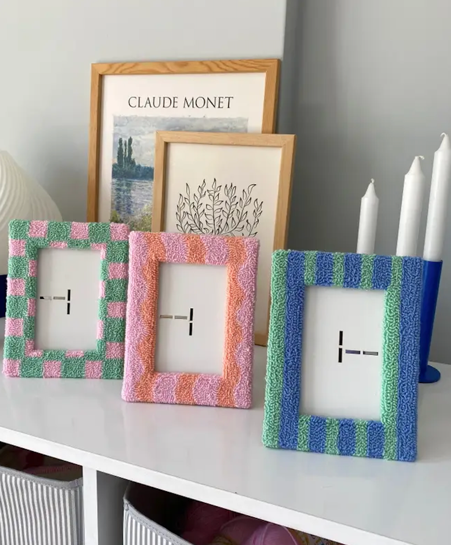 Textured Punch Needle Picture Frames, 4'x6' photos, Pack of 2