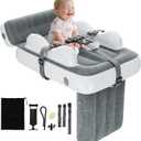 Inflatable Toddler Airplane Bed: Portable Airplane Seat Extender for Kids & Travel Bed for Camping - Blow Up Air Mattress for Child Flight Sleep with Safety Belt and Carry Bag