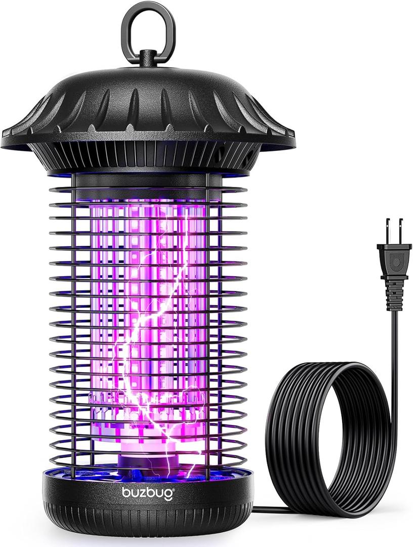 Buzbug LED Bug Zapper Indoor Outdoor, Up to 50000 Hrs Lifespan Lamp, Energy Saving & Dual Band Attraction, 5.6 ft Power Cord, High Voltage Mosquito Fly Zapper Trap Killer MO008C