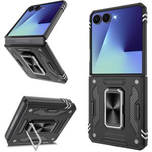 ATUMP for Samsung Galaxy Z Flip 7 Case with Stand, [Anti-Scratch][Military Grade] Full Body Rugged Shockproof Drop Protection Case for Galaxy Z Flip 7- Black
