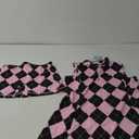 Soneven Womens Tennis Dress Racerback Sleeveless Golf Dresses with Shorts and Pockets V Neck Workout Athletic Dresses (Medium, 2134-pink Black Argyle)