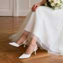 Athlefit Closed Pointed Toe Kitten Heels for Women Dress Work Wedding Party Slingback Stiletto Pumps Shoes