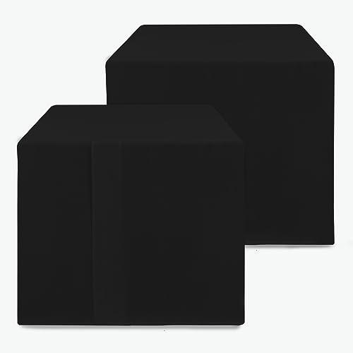 HolidayIdeas 2 Pack Square Fitted Table Covers - 34 x 34 Inch - Black Fabric Table Clothes Washable Tablecloth Protectors for Parties, Holiday Dinner, Trade Show, Vendor Stand