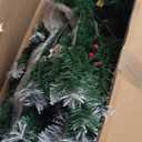 7.5 ft. Pre-lit Snowy Artificial Christmas Tree 1398 Tips with Pine Cones and Red Berries