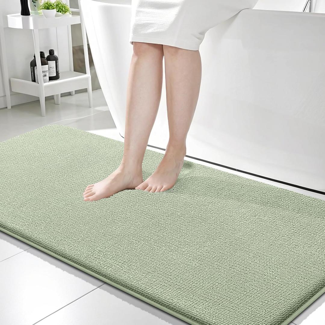 OLANLY Thick Memory Foam Bathroom Runner Rugs 59x24, Extra Soft Absorbent Long Bath Rug, Quick Dry, Non-Slip, Machine Washable Bath Mat for Bathroom, Tub and Shower, Home Decor Accessories, Sage Green