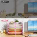 Marbrasse Desktop Literature Organizer, 12 Compartments Mesh Paper Organizer Desk Organizers, Adjustable File Sorter Mail Center Paper Storage Cabinet Classroom Mailbox for Office Home School, Pink