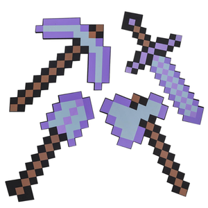 jiushen 4pcs Sword Pickaxe Axe and Shovel Toy Weapon Set,Kids RolePlay Foam Weapons Accessory for Game Fans Halloween Christmas and Party