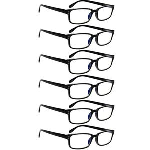 6-Pack Reading Glasses Blue Light Blocking,Spring Hinge Readers for Men Women,Computer Eyeglasses, 2.25