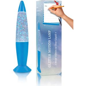 Vanful 13 Inches Blue Glitter Lamp with Hexagonal and Pentagonal Sparkles Large Adored by Adults and Kids for Years, Glitter Blue Night Light for Boys Girls Bedroom Office Decor, Relaxing