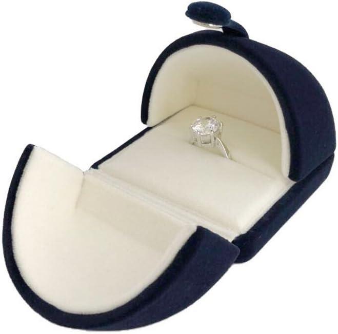 Elegant Blue Velvet Ring Box for Engagement Wedding Birthday Anniversary Valentine's Day Present Gift Luxurious Jewelry Case Storage Display Packaging Shows (Jewelry is not included)