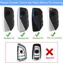 Retro Style Leather Key Fob Cover, Compatible with BMW 2023/2024/2025~up New 5 7 Series X1 X2 X3 X5 X6 X7 XM 740i 760i IX IX3 I5 I7, No Screw Design Smart Key Holder Protector(Black)