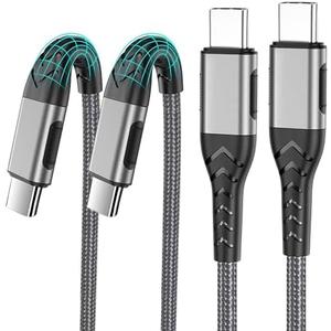 Durcord 1Pack 10ft USB C Charger Cable - 100W Fast Charging for Android/Phone/Pad, Type C to Type C Compatible with iPhone 16/15 Pro Plus Max Silver
