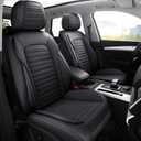 Car Seat Covers Full Set Black, Luxury Nappa Leather Seat Covers for Cars, Breathable and Waterproof Automotive Seat Covers, Universal Anti-Slip Seat Protector Fit for Most Cars (Black, Full Set)