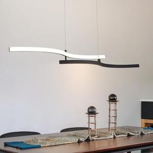EDISLIVE Modern Wave LED Island Light, 40" Linear Stepless Dimmable Pendant Light Kitchen Island Adjustable Height Ceiling Pendant Black