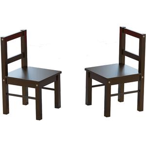 UTEX Child's Wooden Chair Pair for Play or Activity, Set of 2, Espresso, 11.8D x 11W x 21H in