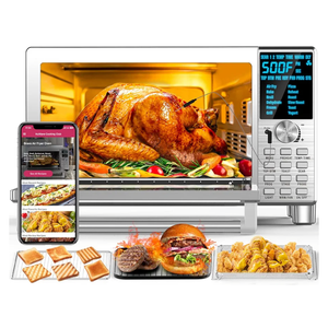 Nuwave Bravo XL Air Fryer Toaster Smart Oven, 12-in-1 Countertop Grill/Griddle Combo, 30-Qt XL Capacity, 50F-500F adjustable in precise 5F increments, Integrated Smart Thermometer, Linear T Technology