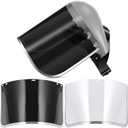 Amylove Face Shield Including 1 Gray Headgear + 2 Replaceable Lens(black & Clear) for Protective Grinding Welding Cut Work