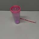 bzyoo SIP 24oz (710ml) Double Wall Plastic Tumbler with Lid and Straw Cold Drink Travel Mug Reusable Party Cup Perfect for Office Ice Coffee or Tea and Gift Color: Pink & Purple