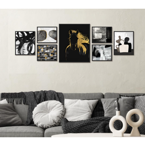 Europicart Black and White , Wall Frames Set of 7