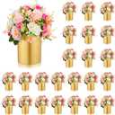 24 Pcs Gold Cylinder Vases for Wedding Centerpieces 5.1 Inch Tall Metal Flowers Vase Small Hurricane Holder for Wedding Table Centerpieces Anniversary Dining Coffee Table Party Decorations