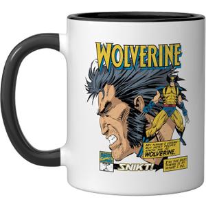 Marvel Comics Wolverine Classic Logan Retro Ceramic Mug, Black/White (11 Ounces)