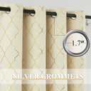 ZJDECOR Beige Full Blackout Window Curtain Panels with Gold Geometric Metallic Moroccan Print,Modern Room Darkening Light Blocking Drapes,Grommet Window Treatment for Bedroom,52" Wx84 L(Pack of 2)