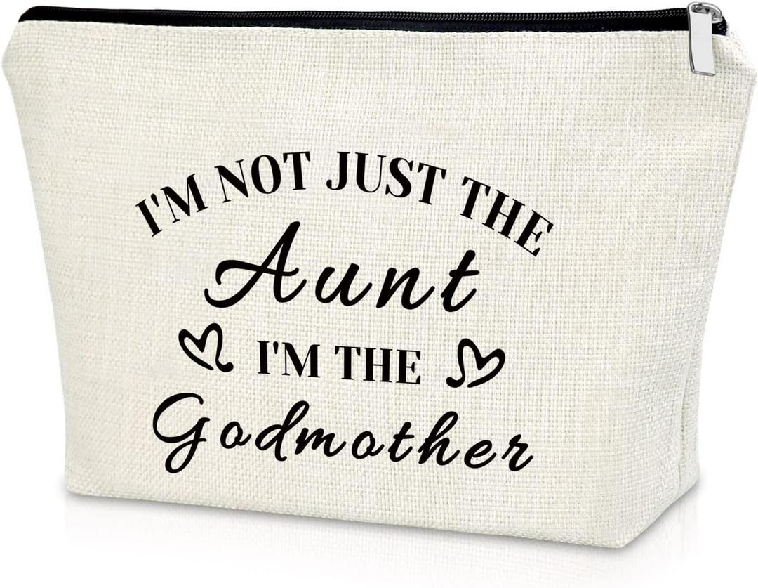 Sazuwu Godmother Aunt Gifts Godmother Gifts from Godchild Baptism Makeup Bag Aunt Christian Proposal Cosmetic Bag Birthday Christmas Mothers Day Present Travel Pouch