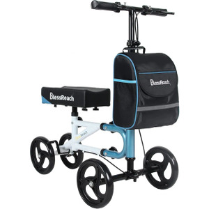 Economy Knee Scooter Steerable Knee Walker for Foot Injuries Compact Crutch Alternative with Dual Braking System (Blue)