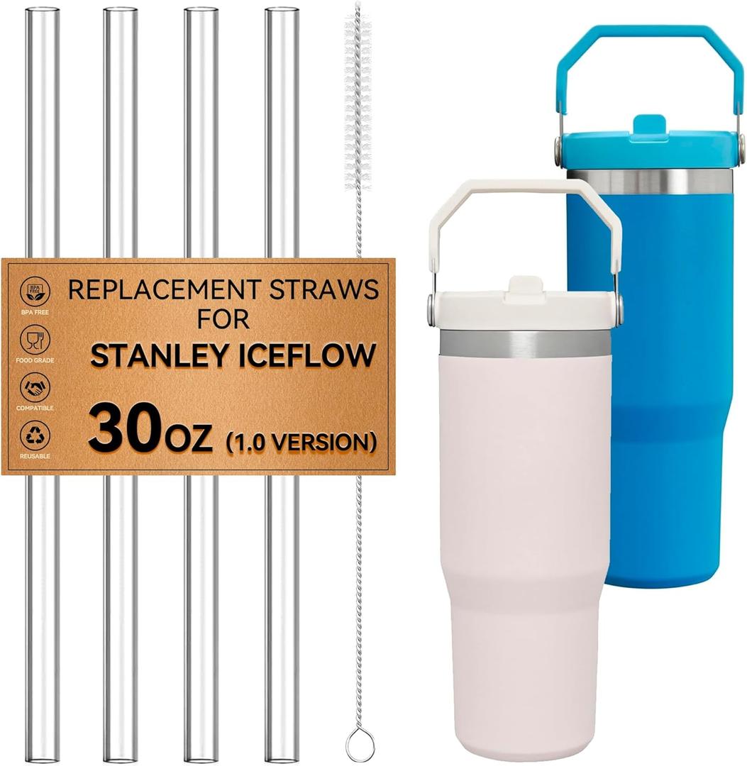 Straw for Stanley IceFlow 30 oz Flip Straw Tumbler(1.0 Version),Replacement Straws for Ice Flow Cup 100% BPA Free Reusable Dishwasher Safe(Not fit IceFlow 30 oz 2.0 Version)