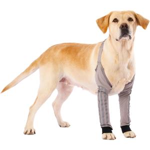 LovinPet Dog Front Leg Sleeves with Reflective Straps, Elbow & Knee Protector Recovery Sleeve for Medium & Large Dogs, Pair for Both Front Legs, Breathable Padded Support for All-Season Use,Grey,2XL