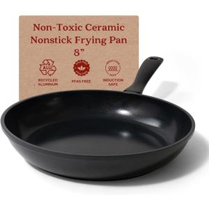 Alva Energy 8" Premium Ceramic Nonstick Frying Pan - PFAS/PTFE-Free Non-Toxic - Fast Even Heating - Stay-Cool Handle - Lightweight & Dishwasher & Induction Safe - Back
