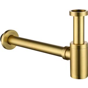 Bottle P Trap 1-1/4 Bathroom Brass Sink Drain Stopper, Lavatory Adjustable Basin Sink Waste Drain P-Trap Plumbing Kit, General US/CA Standard, Brushed Nickel Gold