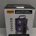 60W (80W Peak) Portable Bluetooth Speaker with Double Subwoofer Heavy Bass, Bluetooth 5.0 Wireless 100ft Outdoor Speaker, Support FM Radio, LED Colorful Lights, Stereo Sound, for Home, Party, Travel