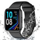 Fitness Tracker Watch with Heart Rate Monitor, Large Screen Activity Tracker with Pedometer, Sleep Monitor, Calories & Step Counter, 5ATM Waterproof Smart Watch for Women Men Fitness Watch for Sports (Black)