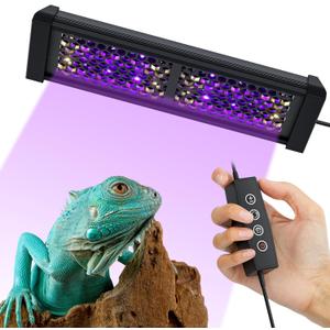 8.5" Aluminum UVB 10.0 LED Reptile Light Bar with Timer & Dimmer, Ultra-Slim Metal UVB/UVA Lamp for Terrariums  Even Light Output, Long Lifespan, Ideal for Bearded Dragons, Turtles & Lizards