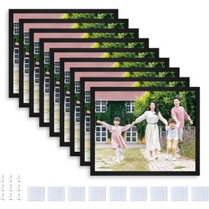 8x10 Picture Tiles | Mix Tiles Picture Frames Stick on Wall | Photo Tiles Peel and Stick Picture Frames as Gallery Wall Frame Set (Black - 9 Pcs)